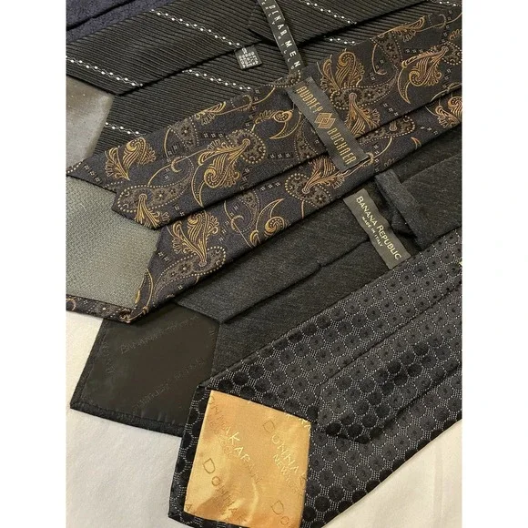 Designer Tie Lot Of 7 Trussini Donna Karen Rene Lezard Santoni Banana Republic